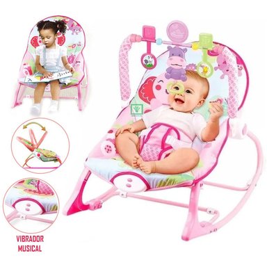 SILLA MECEDORA MUSICAL CON VIBRADOR ELEFANTE ROSADO