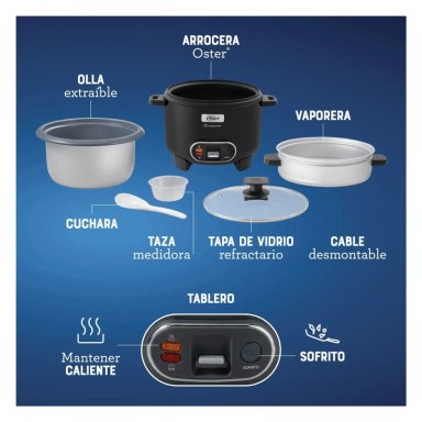 ARROCERA OSTER SOFRITO VAPORERA DIAMONDFORCE NEGRA CKSTRC10DFBLK - 3