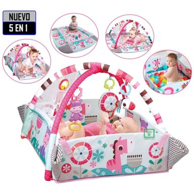 GIMNASIO MUSICAL 5 EN 1 CON PELOTAS ROSADO