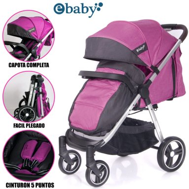 COCHE DE PASEO «ATTON DELUX» EBABY ROSADO