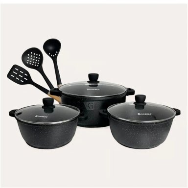 JUEGO DE OLLAS FINEZZA ULTRA GRANITO FZ-X1725MC DE 9 PZAS