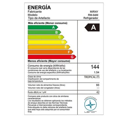 FRIGOBAR-REFRIGERADORA MIRAY RM-94M 93 L - 8