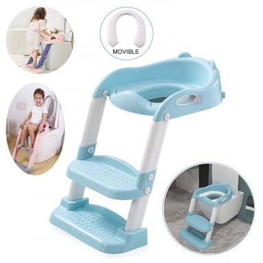 ASIENTO ENTRENAMIENTO PARA NIÑOS CON ESCALERA CELESTE