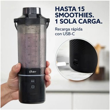 LICUADORA PORTÁTIL OSTER GOMAX, 590 ML , PARA SMOOTHIES, NEGRO, BLSTGFP-B20 - 3