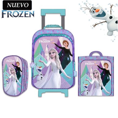 SET DE MOCHILA CON RUEDAS OFICIO LONCHERA Y CARTUCHERA FROZEN