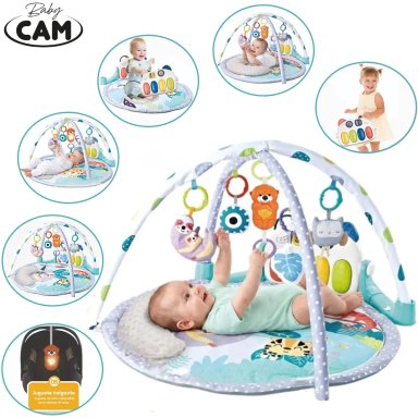 GIMNASIO PIANO MUSICAL BABY CAM 7 EN 1 TURQUESA - 1