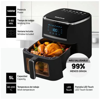 FREIDORA DE AIRE TAURUS SILVER FRYER 5L 1400W - 1
