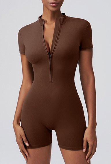 ENTERIZO DEPORTIVO SHORT ZIPPER PURPURA PARA MUJER SIN SCRUNCH