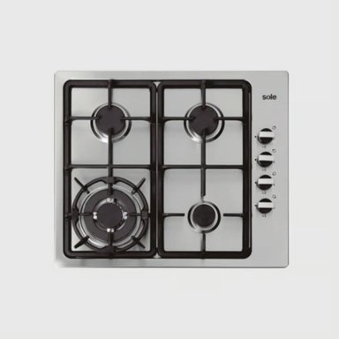 ENCIMERA SOLE 4 HORNILLAS A GAS ACERO INOX. 58CM SOLCO036