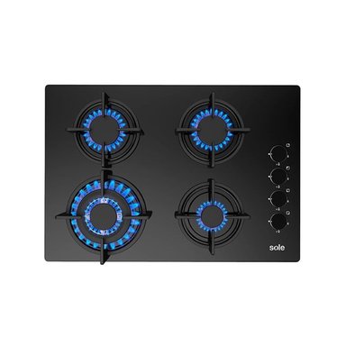 ENCIMERA SOLE 4 HORNILLAS VIDRIO TEMPLADO A GAS