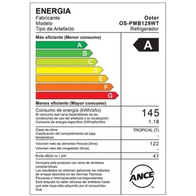 FRIGOBAR OSTER OS- 122 LITROS BLANCO PMB129WT - 3