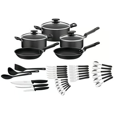 JUEGO DE OLLAS TRAMONTINA BQ. BAT VICT NEGRO S ANTIADHERENTES 38 PIEZAS: OFERTA VICTORIA