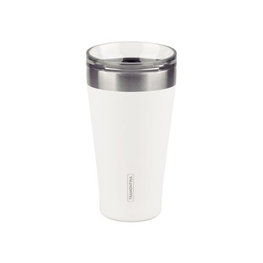 VASO TÉRMICO TRAMONTINA DE 500 ML CON TAPA PERFECTO PARA LLEVAR A TODAS PARTES 10167027 EXATA ACERO BLANCO