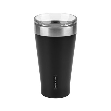 VASO TÉRMICO TRAMONTINA CON TAPA 550 ML 10167030 10167030 EXATA ACERO NEGRO