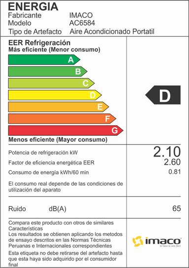 AIRE ACONDICIONADO PORTÁTIL IMACO 6500 BTU AC6584 - 3