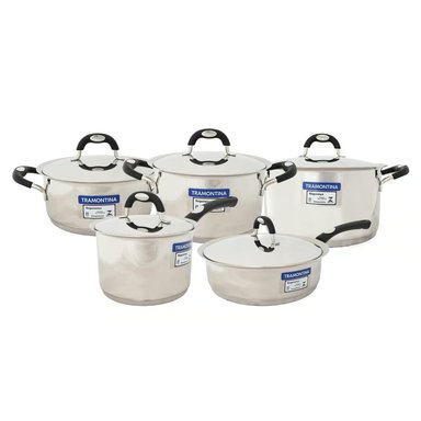 JUEGO DE OLLAS 10 PIEZAS ACERO INOXIDABLE DUO SILICONE 65480/036