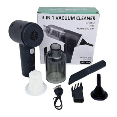 ASPIRADORA INALÁMBRICA RECARGABLE PARA CARRO 3 EN 1 AS-228