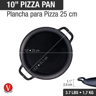 PLANCHA PARA PIZZA HIERRO FUNDIDO CON DOBLE ASA 25 CM – MODELO CURADO
