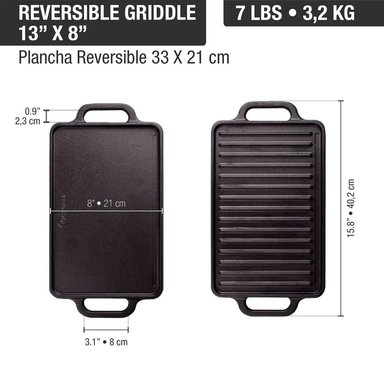PLANCHA ASADORA ESMALTADA REVERSIBLE RECTANG. 33X21 CM ASA HIERRO - VICTORIA 55128006 - 2