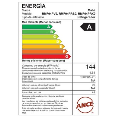 RMF04PV0 FRIGOBAR MABE NEGRO 93L | PERFECTO PARA DORMITORIO Y OFICINA - 5