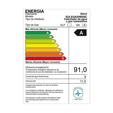 SOLE SOLEGASNM08C – CALENTADOR MULTIPUNTO A GAS NATURAL 8 LITROS CON ALTA EFICIENCIA - 5