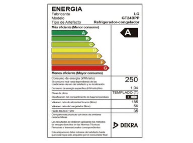REFRIGERADORA LG GT24BPP TOP FREEZER NO FROST 241LT - 5