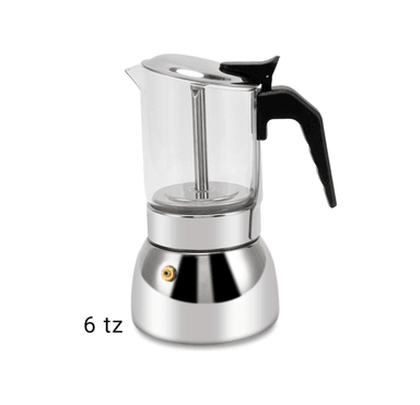 CAFETERA MOKA ROJA MOKA ITALIANA ACERO Y VIDRIO 6 TZ