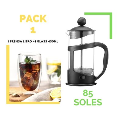 PACK 1 PRENSA LITRO + VASO DOBLE PARED 450 ML