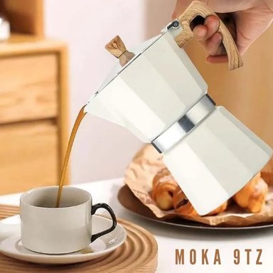 CAFETERA MOKA ITALIANA VINTAGE BLANCO 9 TAZAS