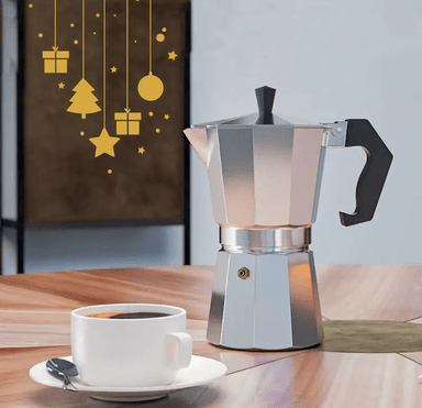 CAFETERA ITALIANA PLATEADA VINTAGE CLÁSICA PLATEADA 6TZ