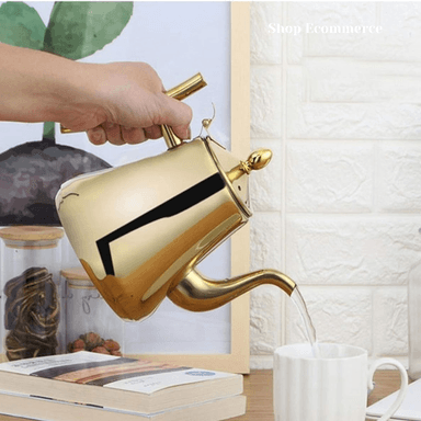 TETERA ACERO INOXIDABLE 1000ML CUELLO CISNE PLATEADA