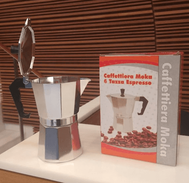 Cafetera moka italiana octogonal en aluminio 6 tz