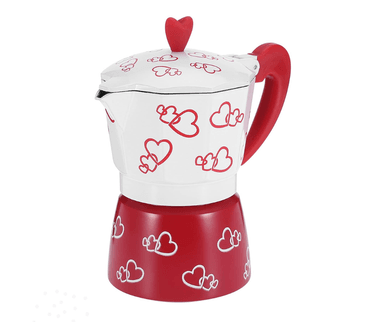 CAFETERA ITALIANA MOKA ROJA CORAZONES CORAZONES 6TZ