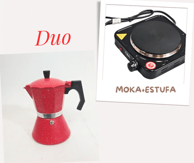 MINI ESTUFA MOKA BLANCA ELÉCTRICA + MOKA ITALIANA 3TZ