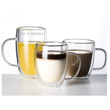 TAZA CON AISLAMIENTO TÉRMICO 450 ML UNIDAD VIDRIO BOROSILICATO VIDRIO