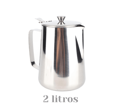 Jarra baristas con tapa en acero inoxidable 2 litros
