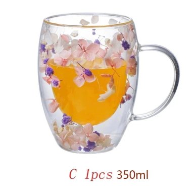 Taza doble pared modelo flores 350 ml