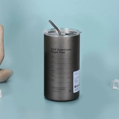 TAZA TÉRMICA DE ACERO PARA BEBIDAS EN COLOR NEGRO