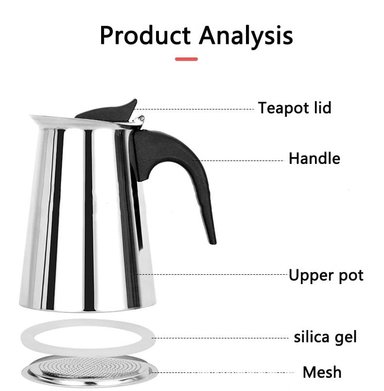 CAFETERA GRECA ITALIANA DE ACERO 300 ML - 4