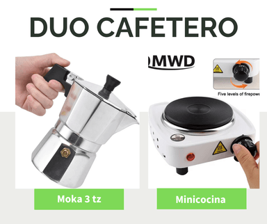 KIT MOKA 3 TAZAS + MINIESTUFA PORTATIL