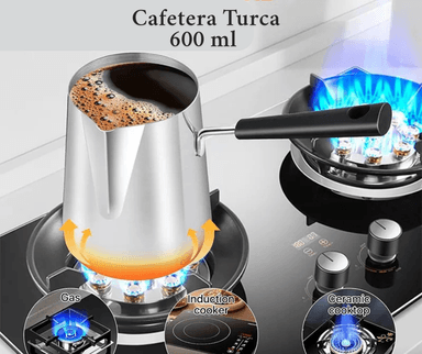 CAFETERA TURCA DE ACERO INOXIDABLE 600 ML
