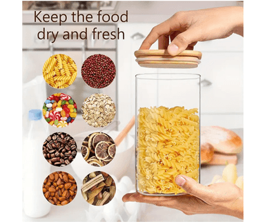 FRASCO DE VIDRIO CON TAPA BAMBU 1400 ML