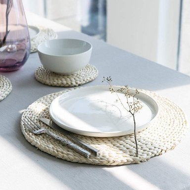 SET DE 6 MANTELES INDIVIDUALES REDONDOS A TEJIDO