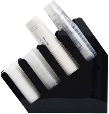 DISPENSADOR DE VASOS DE PAPEL ACRILICO NEGRO PARA CAFÉ Y TÉ