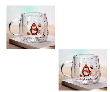 SET DE DOS TAZAS NAVIDEÑAS DOBLE VIDRIO 400 ML