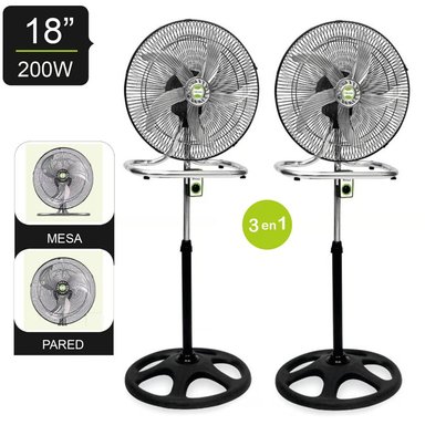 COMBO 2 VENTILADOR DE PIE BOSSKO BK-8219VING 200 WATTS PEDESTAL 3 EN 1 18"