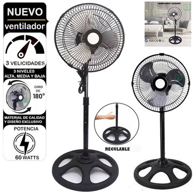 VENTILADOR PEDESTAL DE 10' NEGRO 60 WATTS