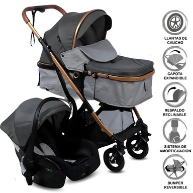 COCHE MOISÉS TRAVEL SYSTEM «RONDA PLUS» CON PORTA BEBÉ GRAY