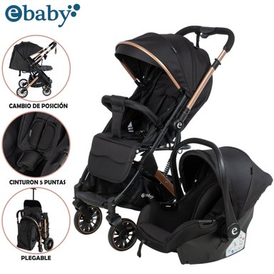COCHE MOISÉS TRAVEL SYSTEM EBABY «SPARROW» PORTA BEBÉ BLACK