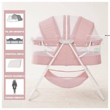 CUNA PORTÁTIL PLEGABLE PARA BEBÉ »DOLLY» PINK